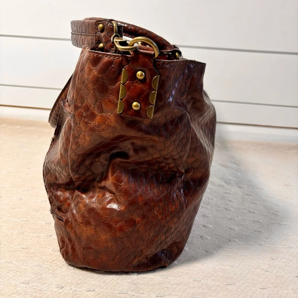 Jessica Simpson Vintage Leather Retro Y2K Brown & Purple Bag, Shoulder Bag - Picture 5 of 16
